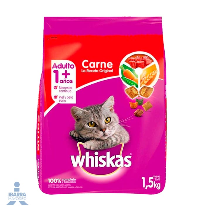 Alimento Whiskas Carne Receta Original 12/1.5 kg