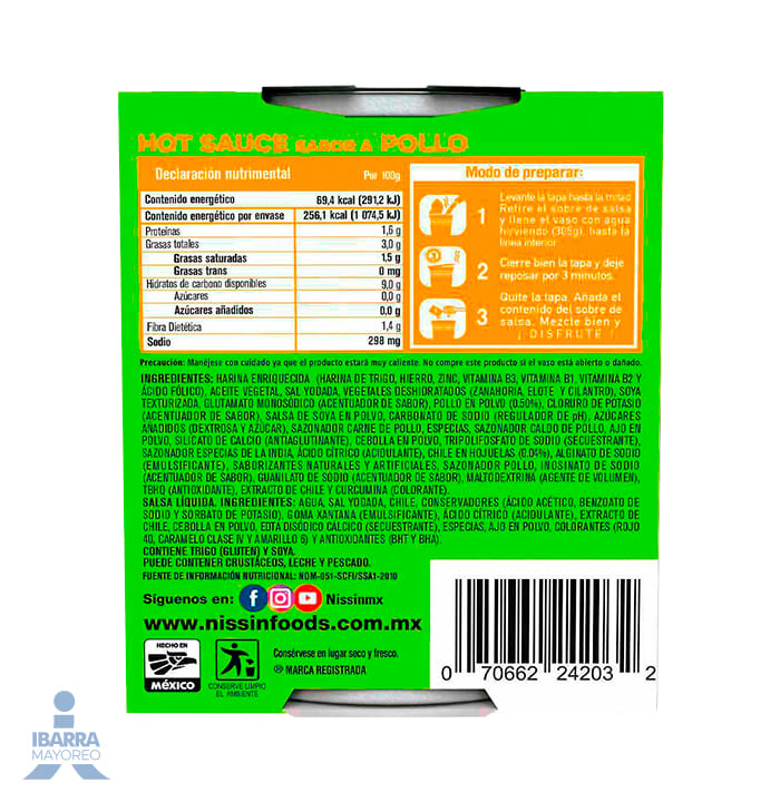 Sopa Nissin Hot Sauce Pollo 64 g