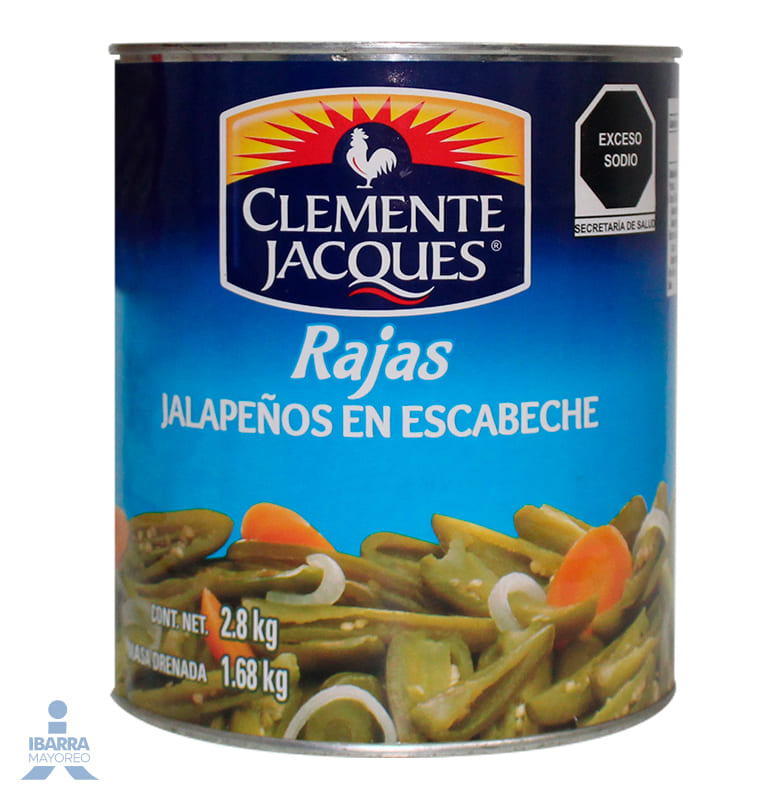 Chiles Jalapeños Rajas Clemente Jacques 2.8 kg