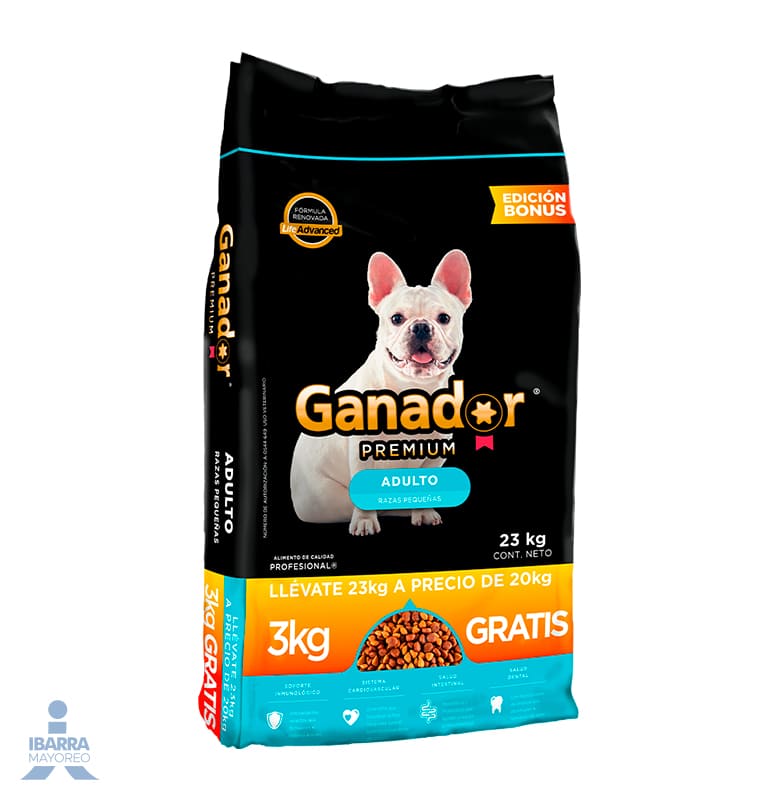 Alimento Ganador Premium Razas Pequeñas 20 kg + 3 Gratis