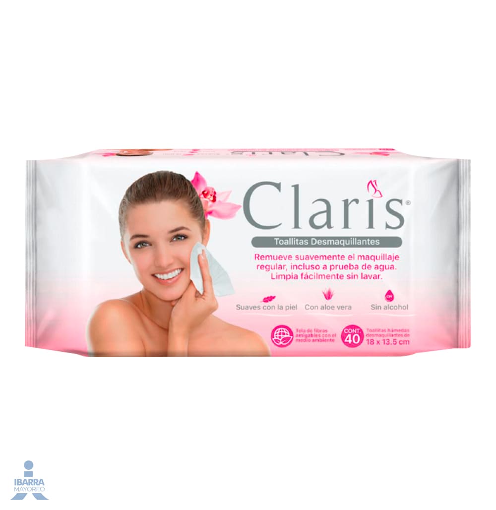 Toallitas Desmaquillantes Claris 40 pzas.