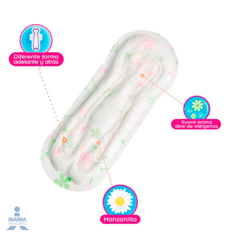 Toalla Sanitaria Saba Confort Manzanilla Regular sin alas 10 pzas.