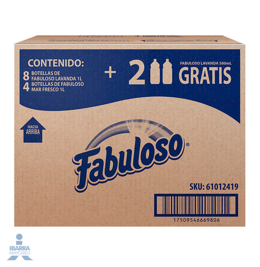 Limpiador Fabuloso Lavanda 8/1 L + 4 Mar Fresco 1 L + 2 Fabuloso Lavanda 500 ml
