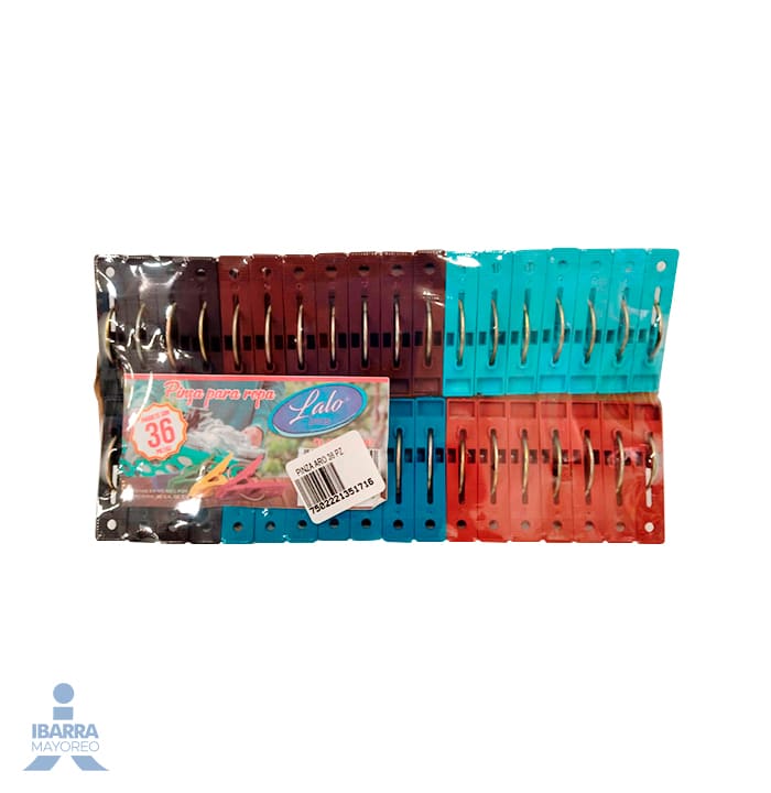 PINZA PARA ROPA CON ARO 36 PZ.