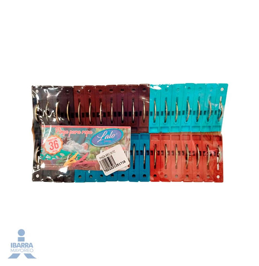 PINZA PARA ROPA CON ARO 36 PZ.