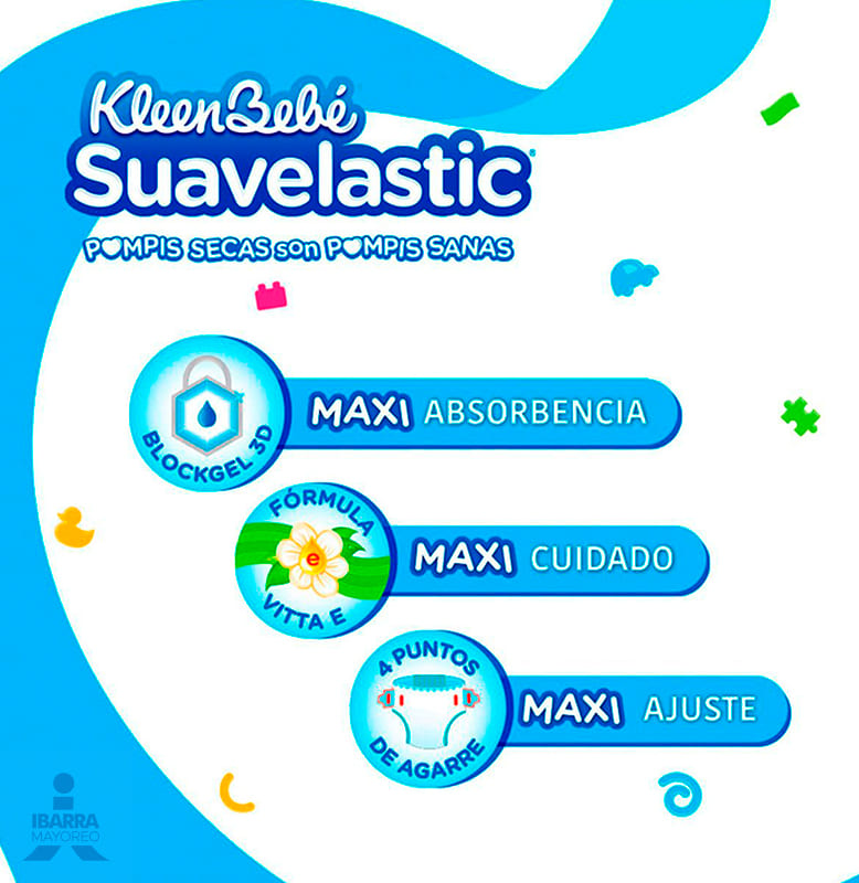 Pañal KleenBebé Suavelastic Max Grande 40 pzas.