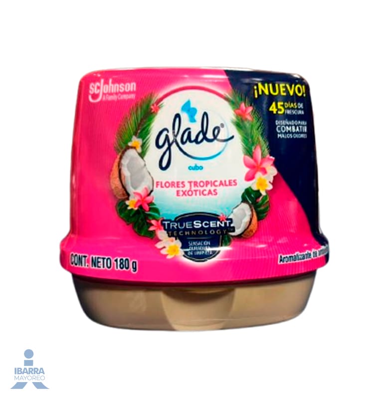 Aromatizante Glade Flores Tropicales Exóticas Cubo 180 g