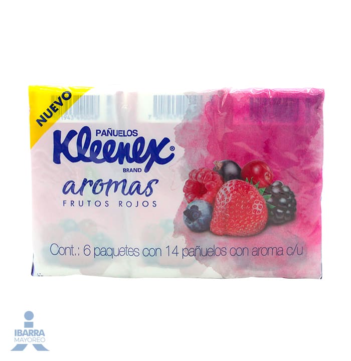Pañuelo Kleenex Aromas Frutos Rojos 6/14 pzas.