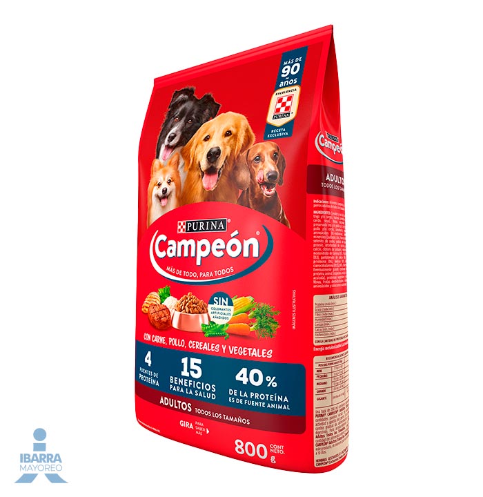 Campeón alimento seco perros adultos todos los tamaños carne y pollo 800 g