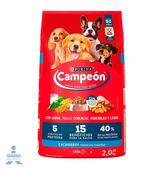 Campeón alimento seco perros cachorro todos los tamaños carne y pollo 2 kg