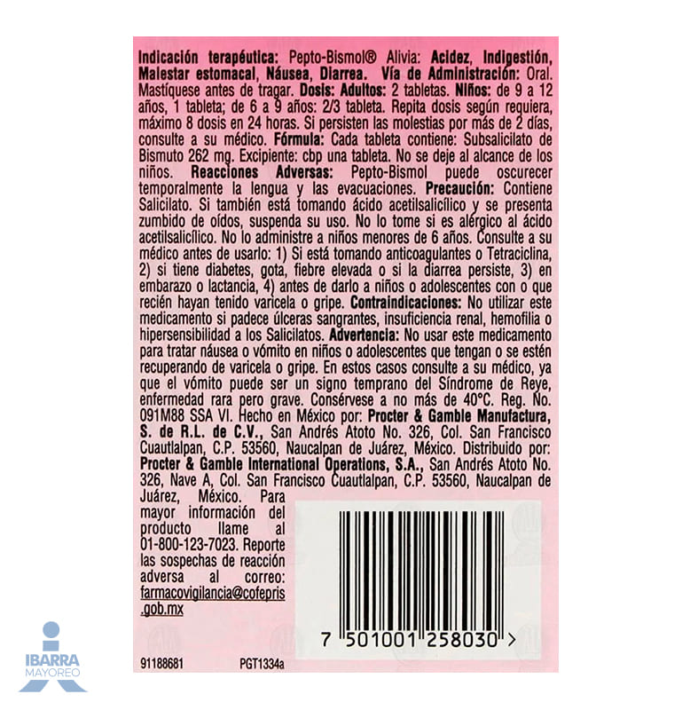 Pepto Bismol Tabletas 24 pzas.