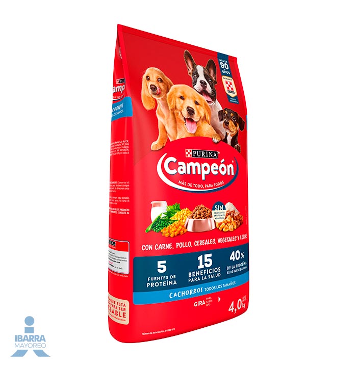 Campeón alimento seco perros cachorro todos los tamaños carne y pollo 4 kg