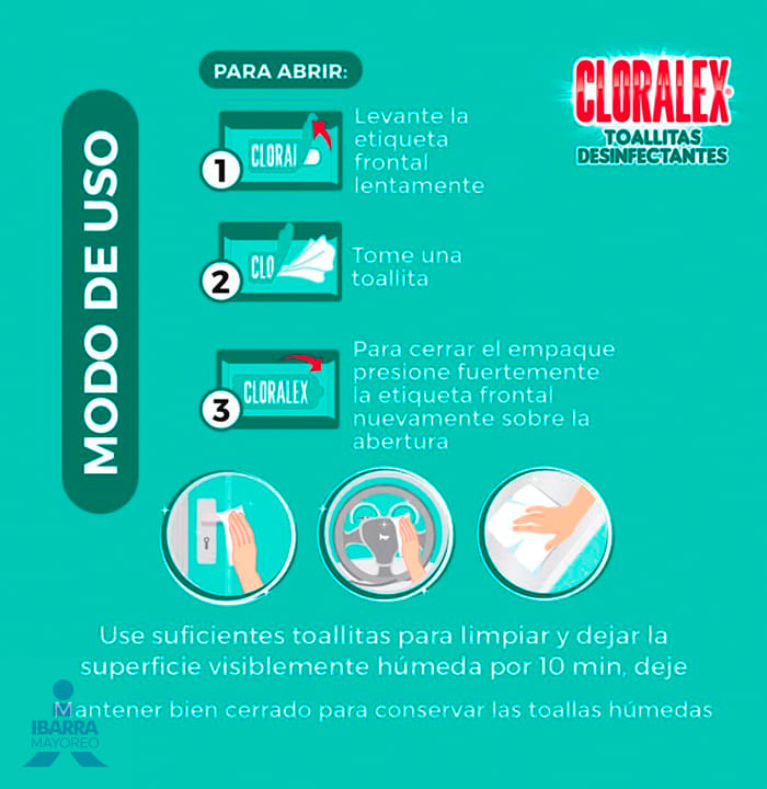 Toallitas Antibacteriales Cloralex 16 pzas.