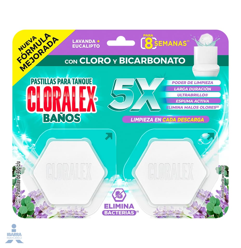 Pastilla Sanitaria Cloralex Baños Lavanda Eucalipto 2/40 g
