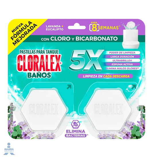 Pastilla Sanitaria Cloralex Baños Lavanda Eucalipto 2/40 g