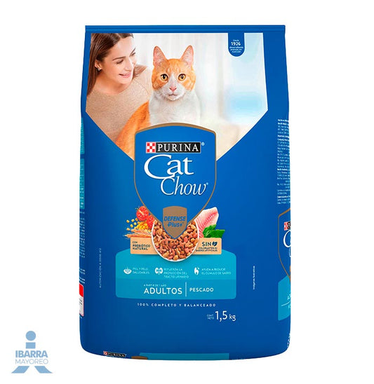 Cat Chow Defense Plus alimento seco gatos adultos sabor pescado 1.5 kg