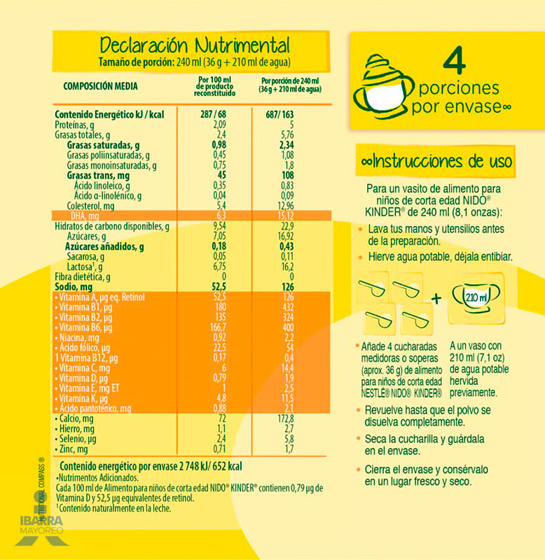 Alimento para niños de corta edad Nido Kinder 1+ Bolsa 144 g