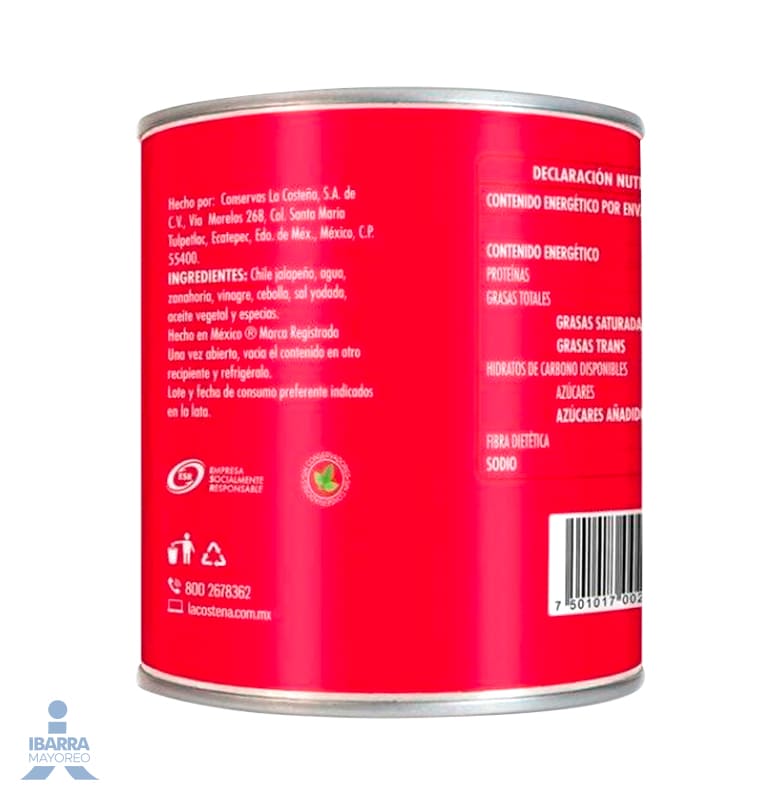 Chiles Jalapeños Enteros La Costeña 2.8 kg