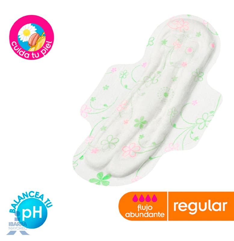 Toalla Sanitaria Saba Confort Manzanilla Regular con alas 10 pzas. 