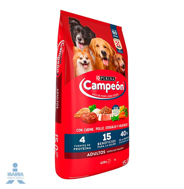 Campeón alimento seco perros adultos todos los tamaños carne y pollo 15 kg
