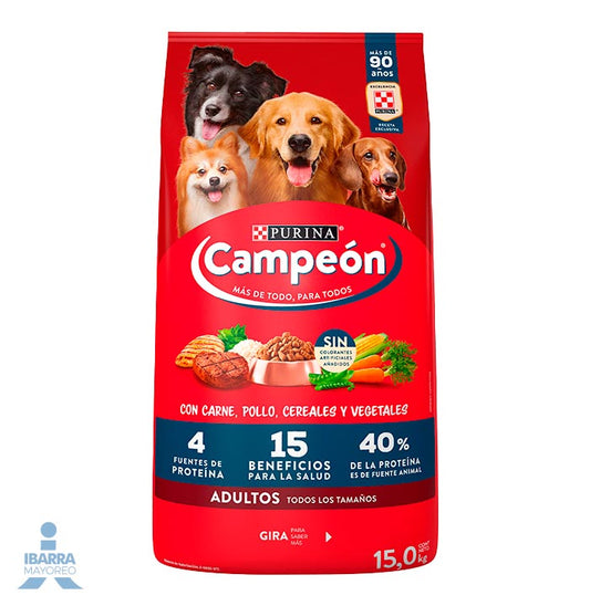 Campeón alimento seco perros adultos todos los tamaños carne y pollo 15 kg