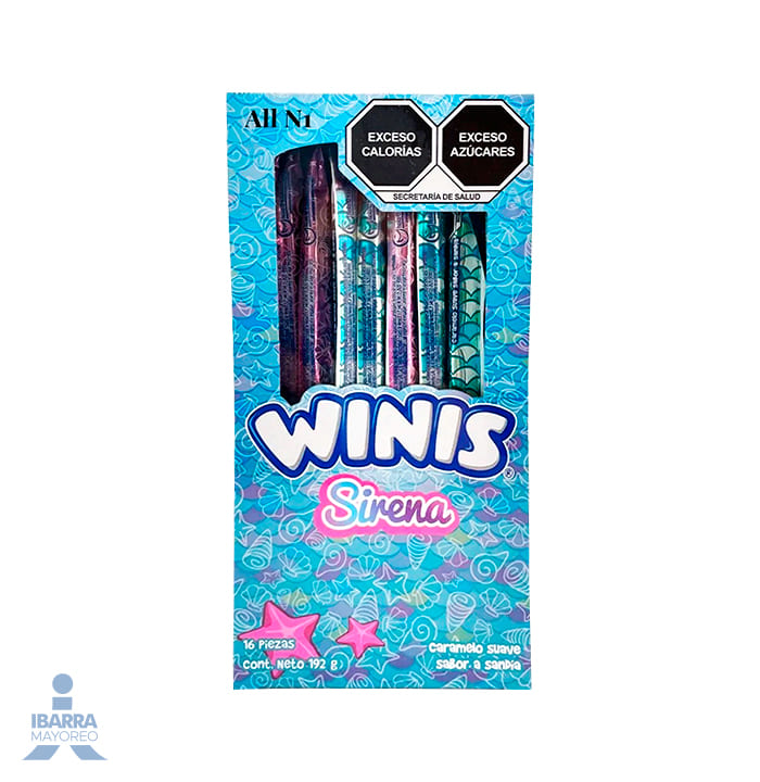 Dulce Winis Tubito Maxi Sirena 16 pzas.