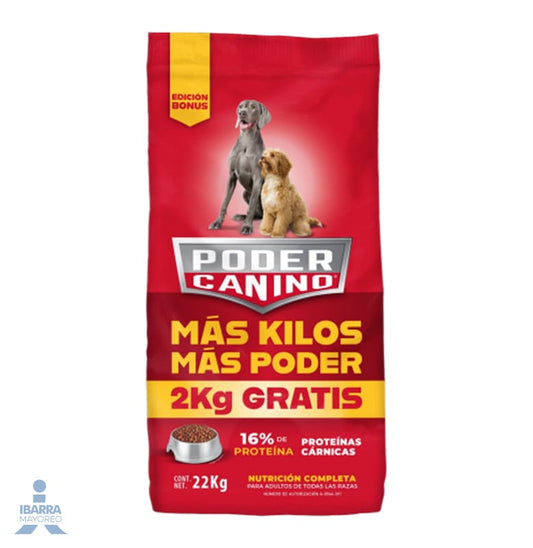 Alimento Ganador Poder Canino 20 kg + 2 kg Gratis
