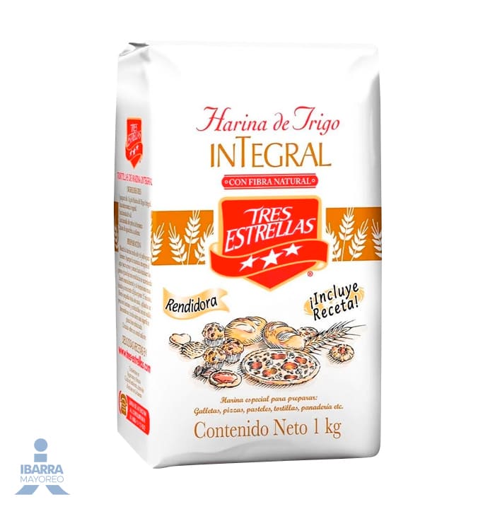 Harina de Trigo Integral Tres Estrellas 1 kg