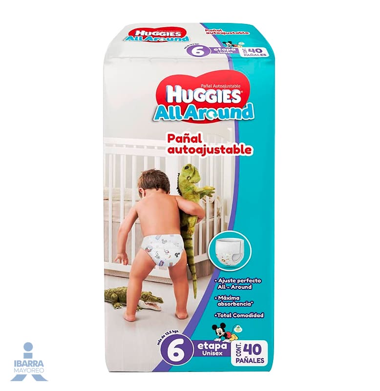 Pañal Huggies All Around Unisex Etapa 6 40 pzas.