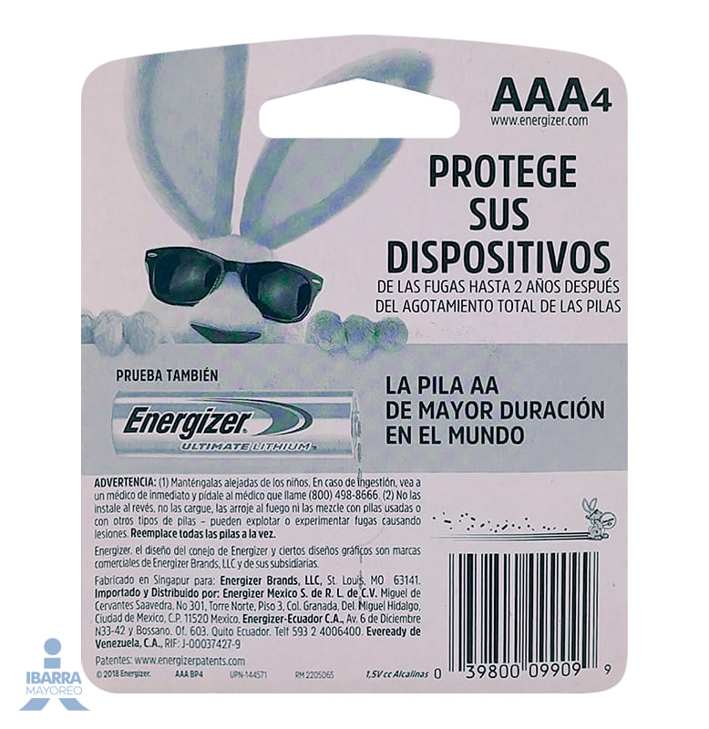 Bateria Energizer Max AAA 4 pzas.