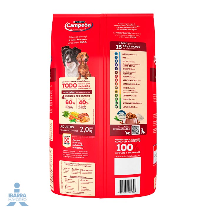 Campeón alimento seco perros adultos todos los tamaños carne y pollo 2 kg