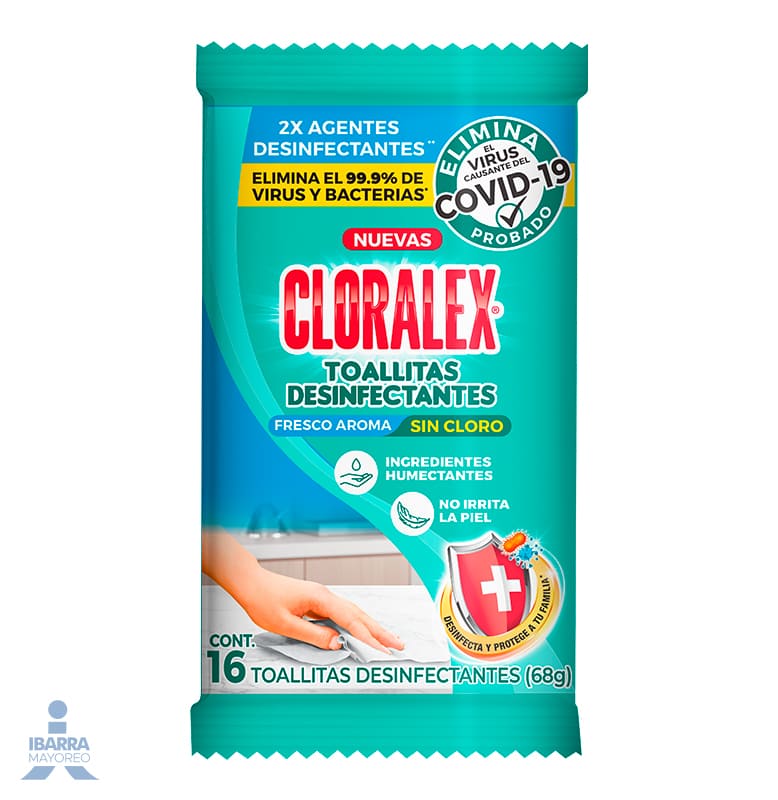 Toallitas Antibacteriales Cloralex 16 pzas.
