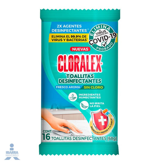 Toallitas Antibacteriales Cloralex 16 pzas.
