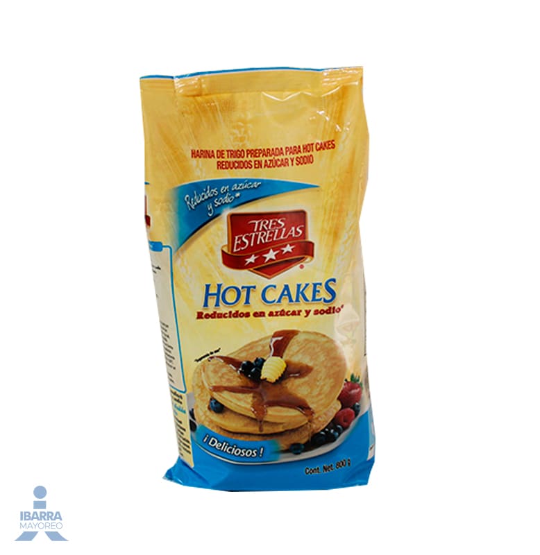 HARINA PARA HOT CAKES TRES ESTRELLAS LIGEROS 800 GR.