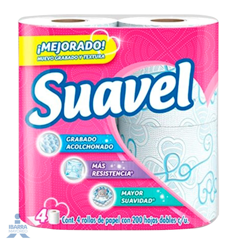 Papel Higiénico Suavel 200 hojas 4 rollos