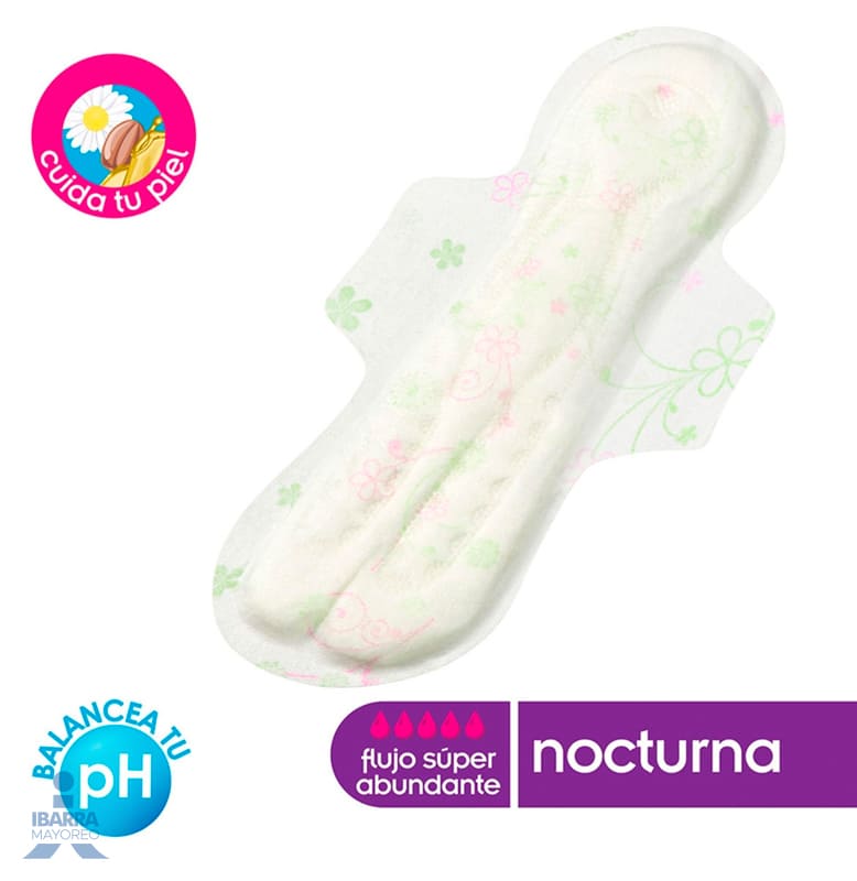 Toalla Sanitaria Saba Confort Manzanilla Nocturna con alas 8 pzas. 