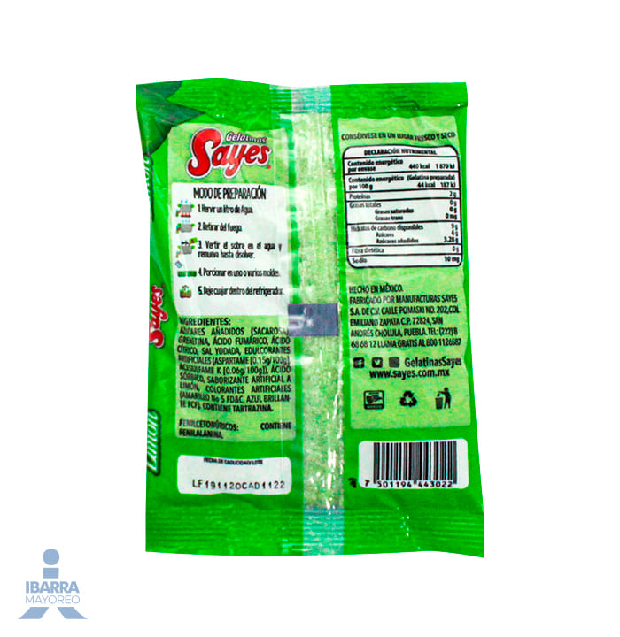 Gelatina Sayes Limón 120 g