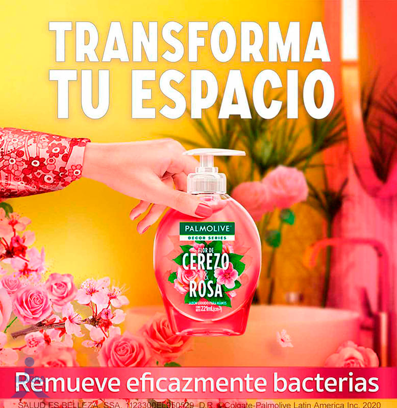Jabón de Tocador Palmolive Flor de Cerezo & Rosa Líquido 221 ml