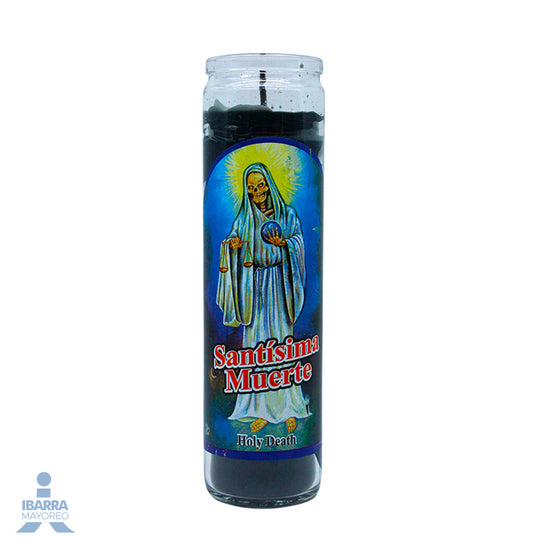 Veladora Luz Eterna Súper Extra Santa Muerte Negra