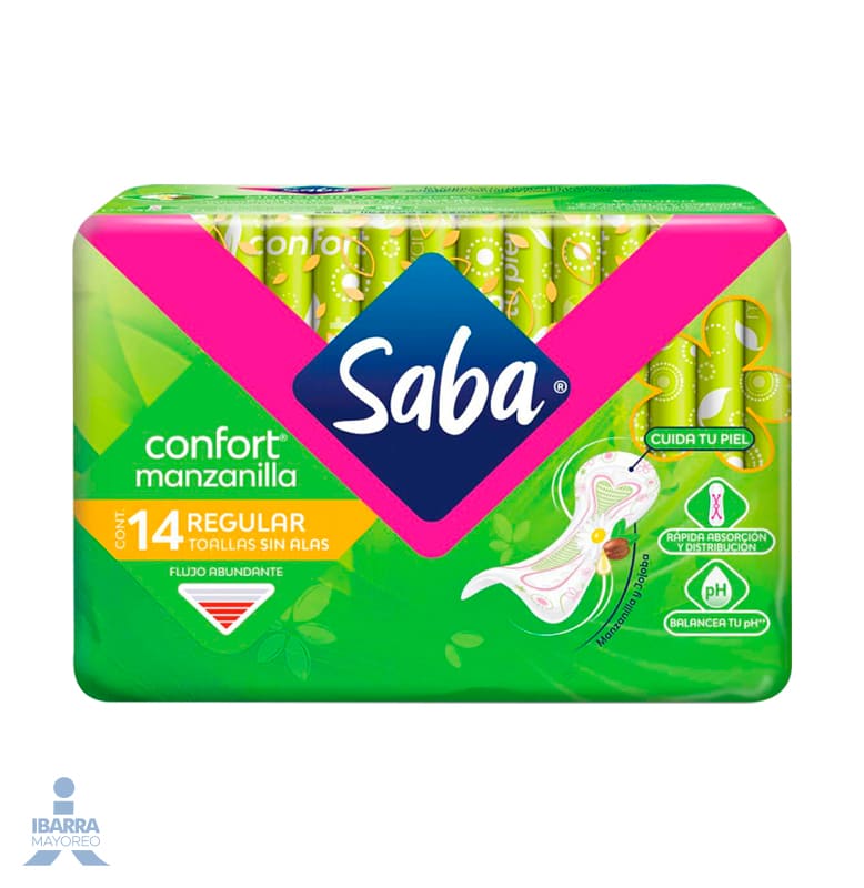 Toalla Panty Protector Saba Manzanilla 14 pzas. 