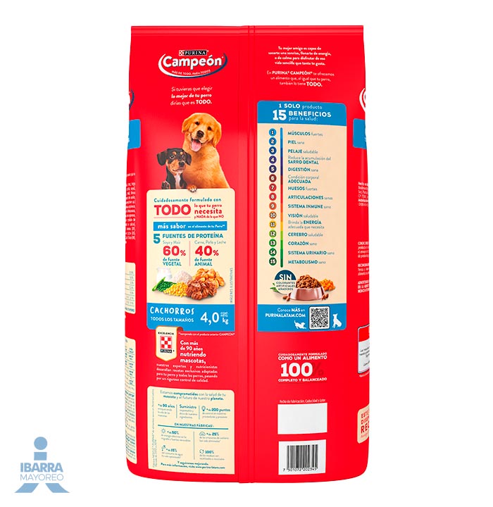 Campeón alimento seco perros cachorro todos los tamaños carne y pollo 4 kg
