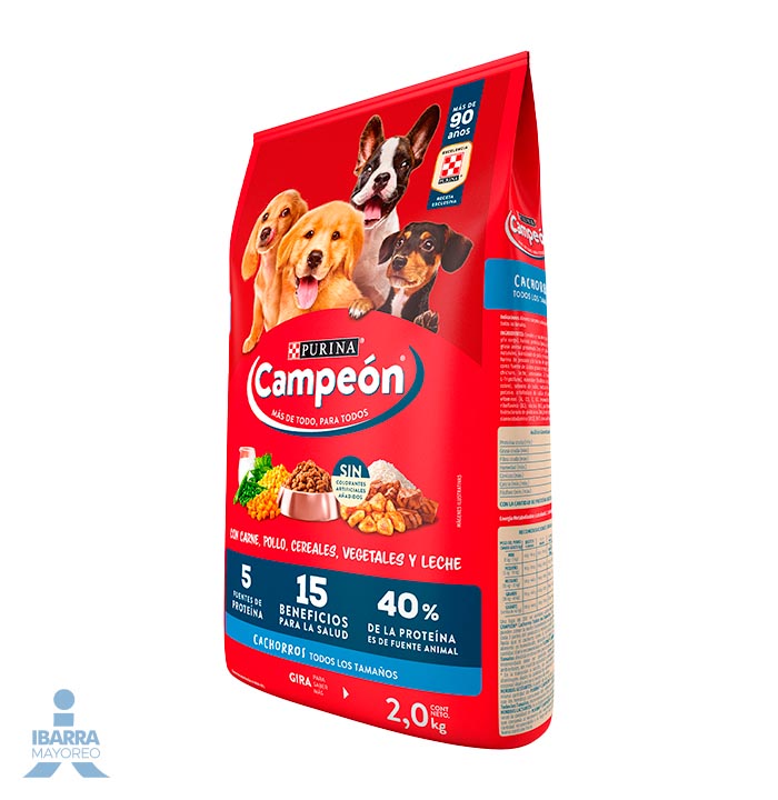 Campeón alimento seco perros cachorro todos los tamaños carne y pollo 2 kg