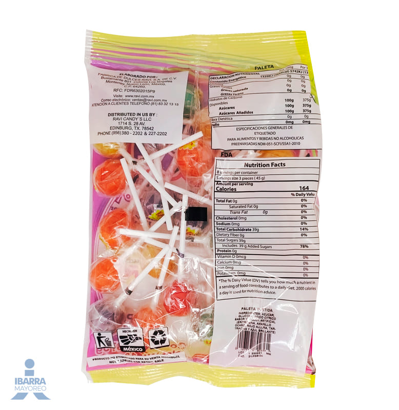 Paleta Ravi Bola Surtida 25 pzas.