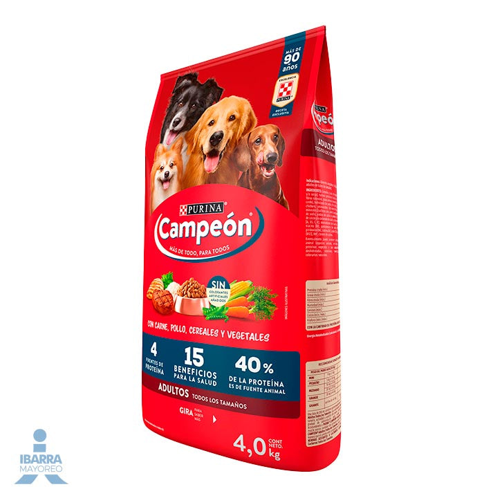 Campeón alimento seco perros adultos todos los tamaños carne y pollo 4 kg