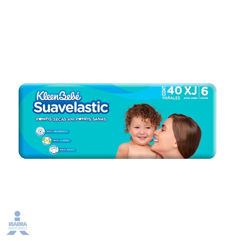 Pañal KleenBebé Suavelastic Max Extra Jumbo 40 pzas.