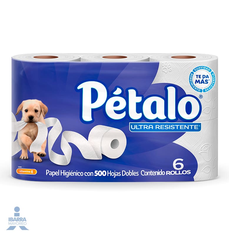 Papel Higiénico Pétalo Ultra Resistente 500 hojas 6 rollos