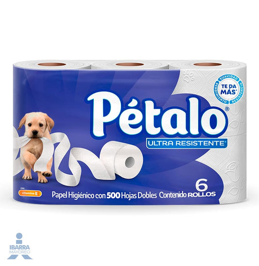 Papel Higiénico Pétalo Ultra Resistente 500 hojas 6 rollos