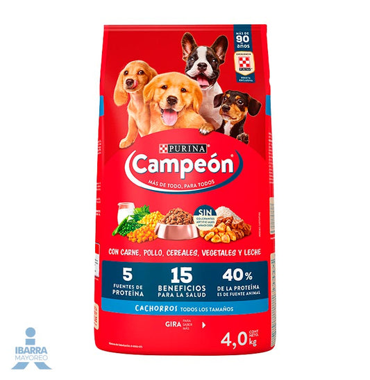 Campeón alimento seco perros cachorro todos los tamaños carne y pollo 4 kg