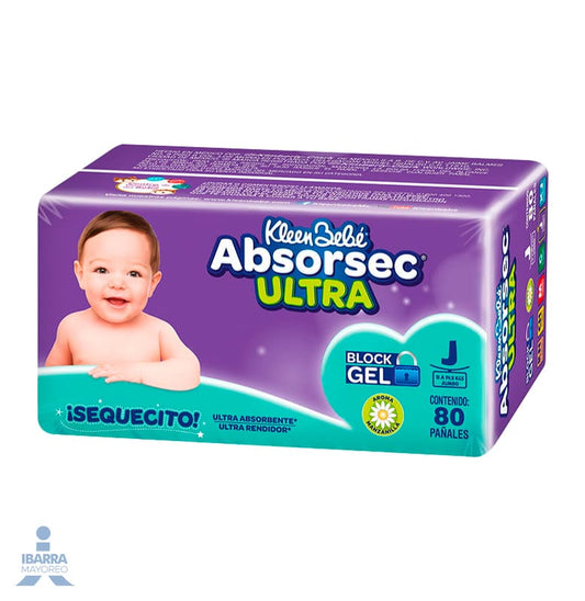Pañal KleenBebé Absorsec Ultra Jumbo 80 pzas.