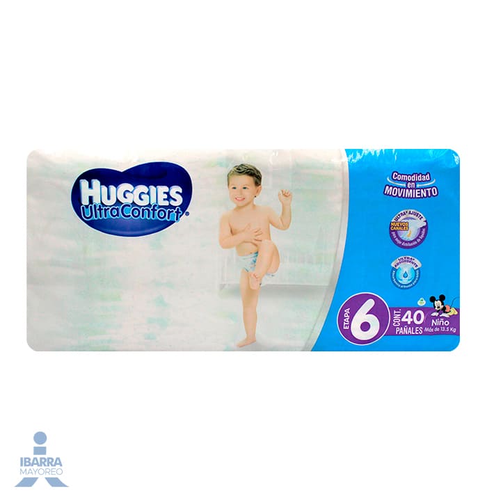 Pañal Huggies Ultraconfort Niño Etapa 6 40 pzas.